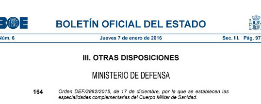El Ministerio de Defensa crea la Especialidad de Medicina de Urgencias y Emergencias en España