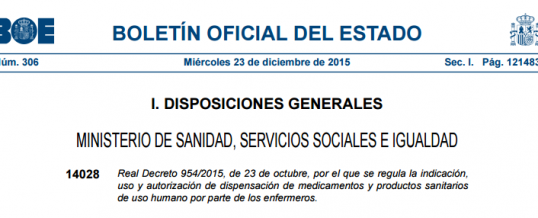 Posicionamiento de SEMES respecto al Real Decreto 954/2015 de prescripción enfermera