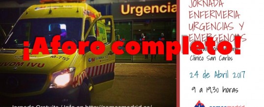 El proximo 24 de abril se celebrara la I Jornada de Enfermería de Urgencias y Emergencias de Madrid